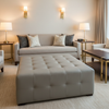 Smooth Solid Surface Soft Gray Upholstered Ottoman | Architectural Fabrics