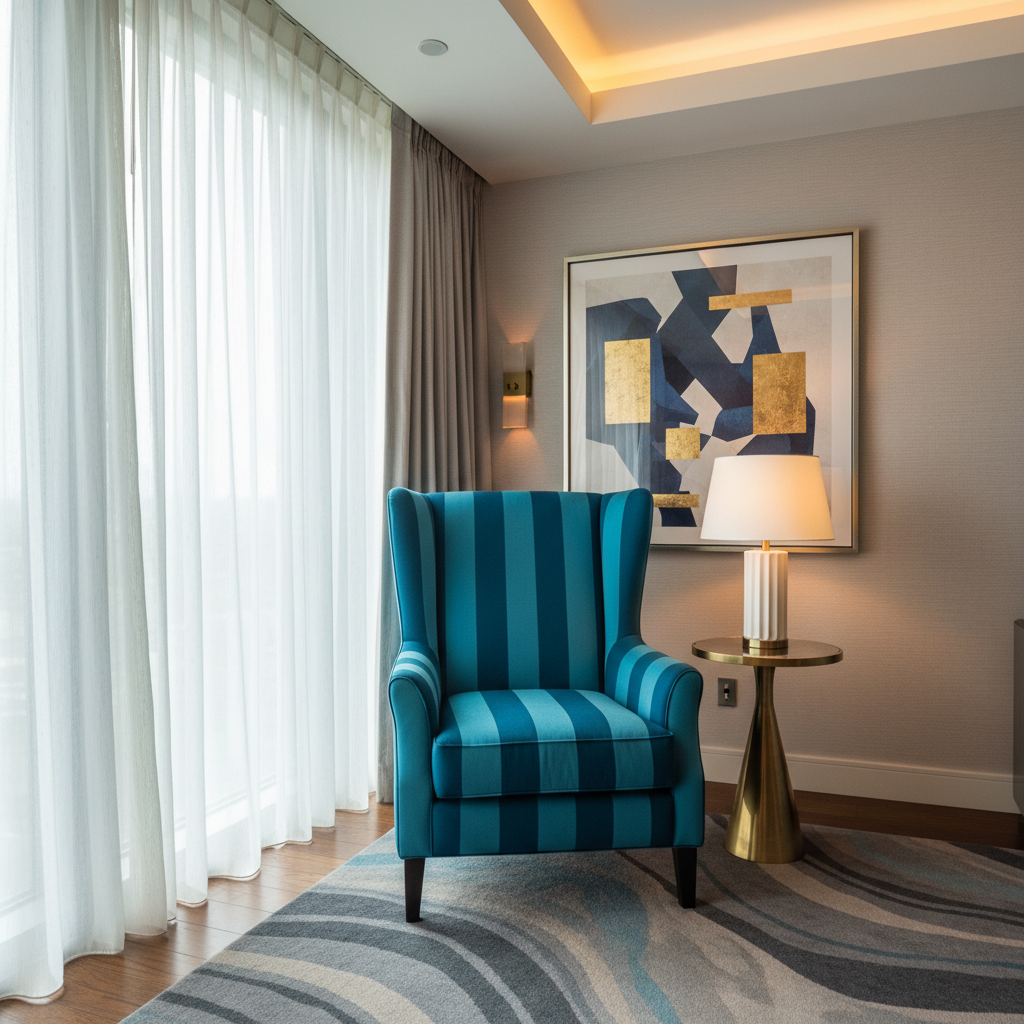 Oilville Aqua Upholstered Chair | Architectural Fabrics