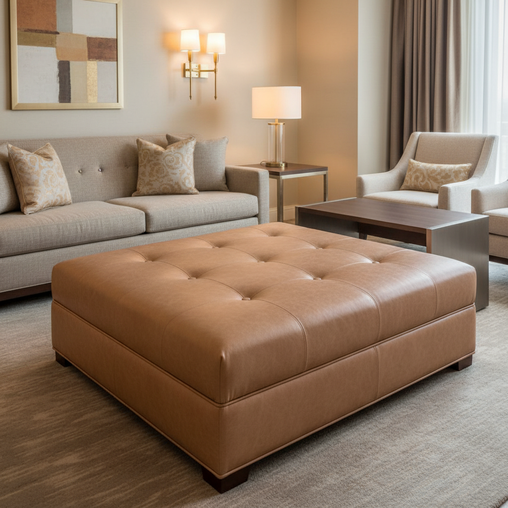 Savannah Bay - Clay Upholstered Ottoman | Architectural Fabrics