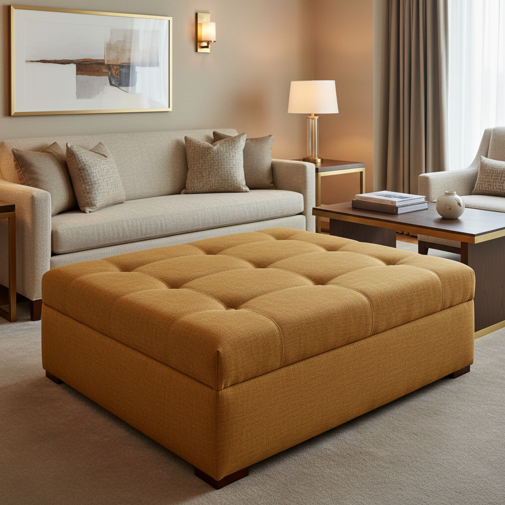 Soper Hole - Brandy Upholstered Ottoman | Architectural Fabrics