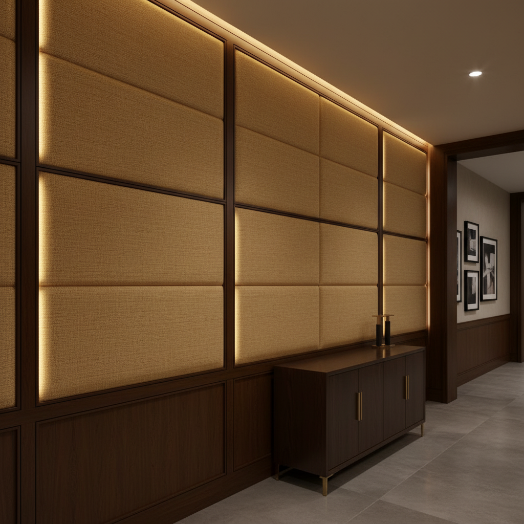 Rattan Bay - Fawn Upholstered Wall Panel | Architectural Fabrics