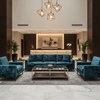 Crushed Velvet Texture Deep Teal Upholstered Sofa | Architectural Fabrics