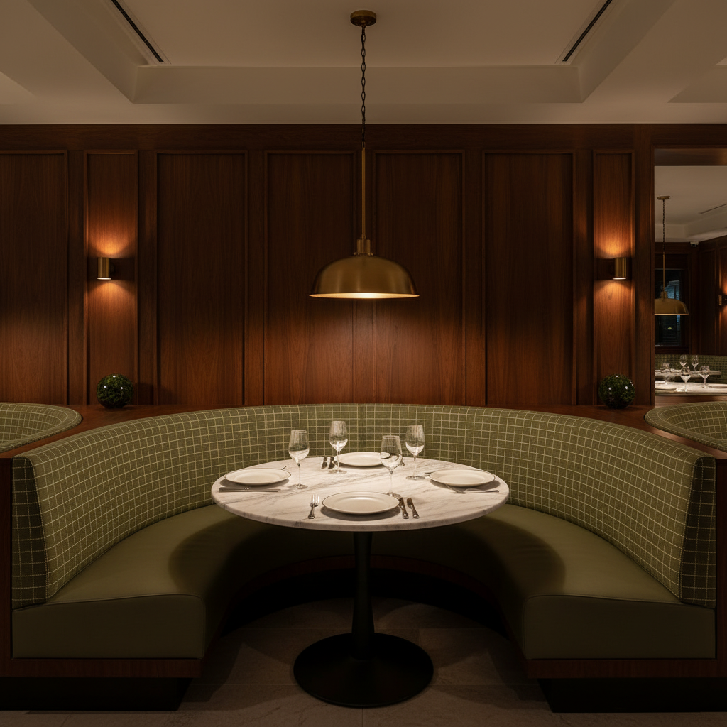 West End - Parrot Upholstered Banquette | Architectural Fabrics