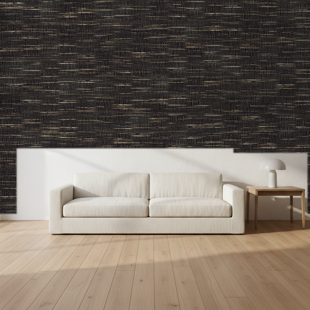Nantucket Grasscloth Midnight Wallcovering | Phillipe Romano room setting