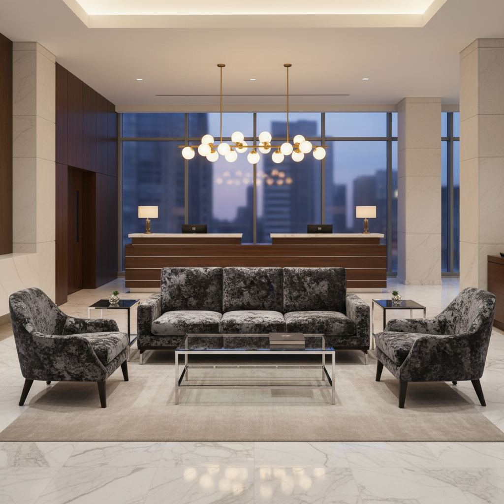 Crushed Velvet Texture Dark Charcoal Upholstered Sofa | Architectural Fabrics