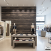 Bosa Marina Midnight Wood Plank | Hollywood Wallcoverings - Retail Showroom commercial room setting
