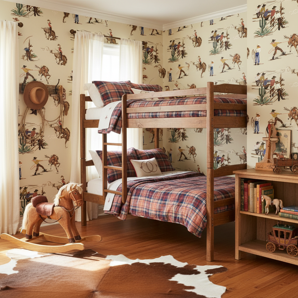 The Original Yeeha 1950's Cowboy Retro | Architectural Wallcoverings - Boys Bedroom Room Setting