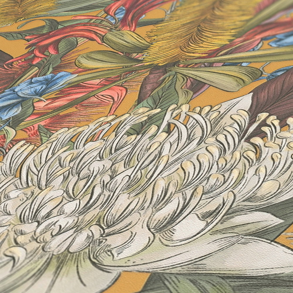 Drawn Into Nature Yellow Wallcovering | AS Creation
