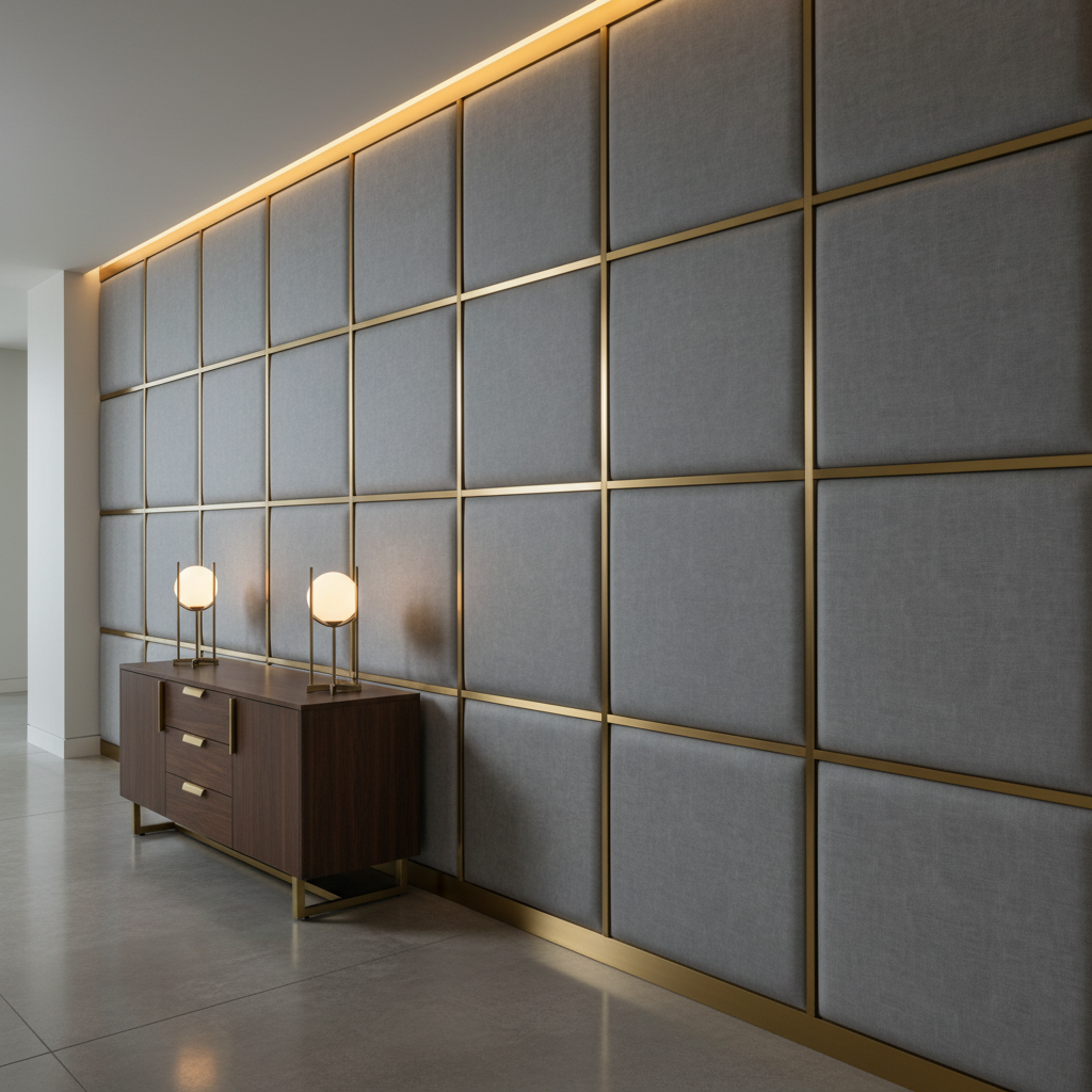 Red Hook - Pewter Upholstered Wall Panel | Architectural Fabrics