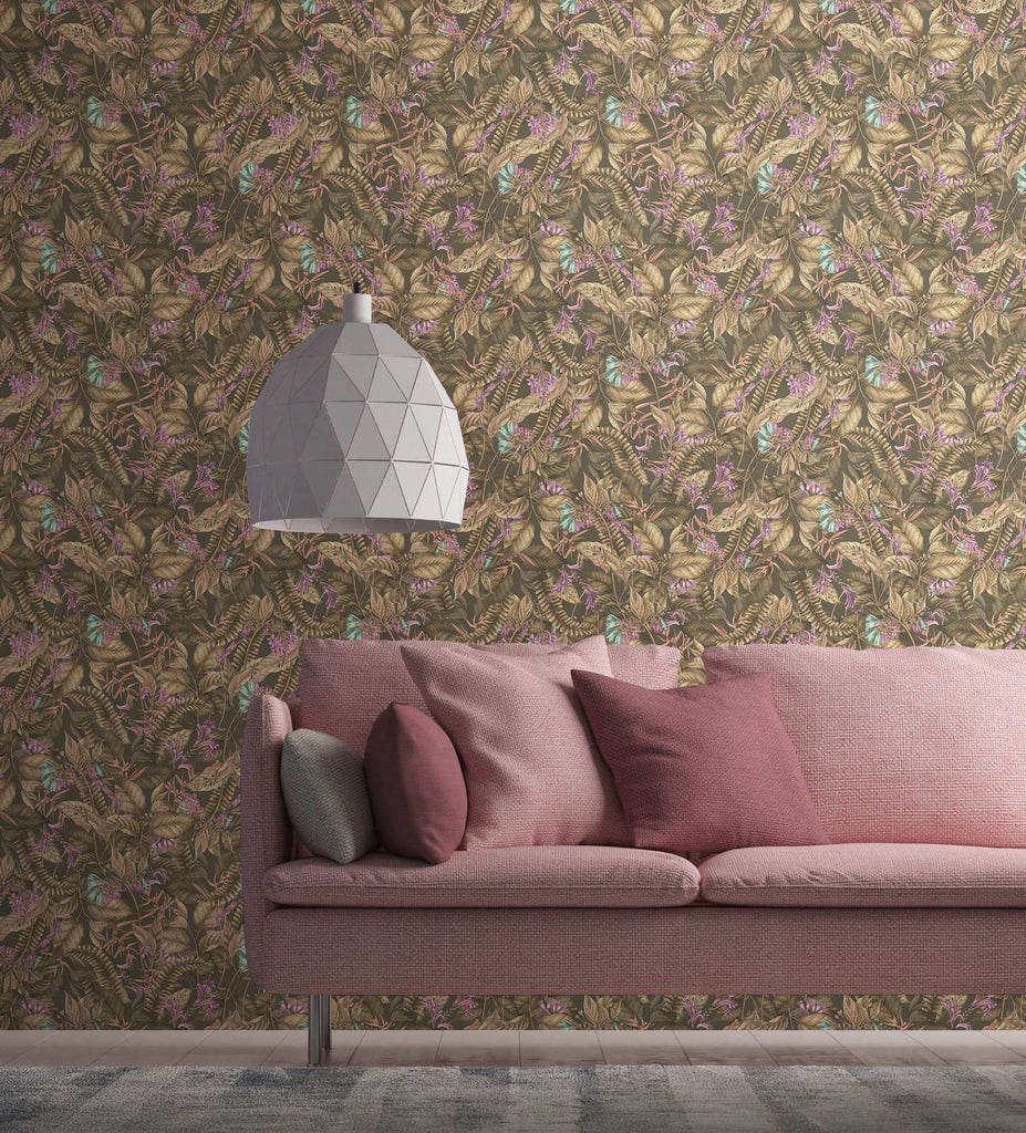 Drawn Into Nature Olive Green Wallcovering | AS Creation