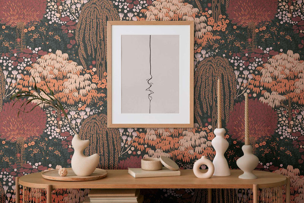 Famous Garden Black, Cream, Orange, Pink, Red Wallcovering | AS Creation