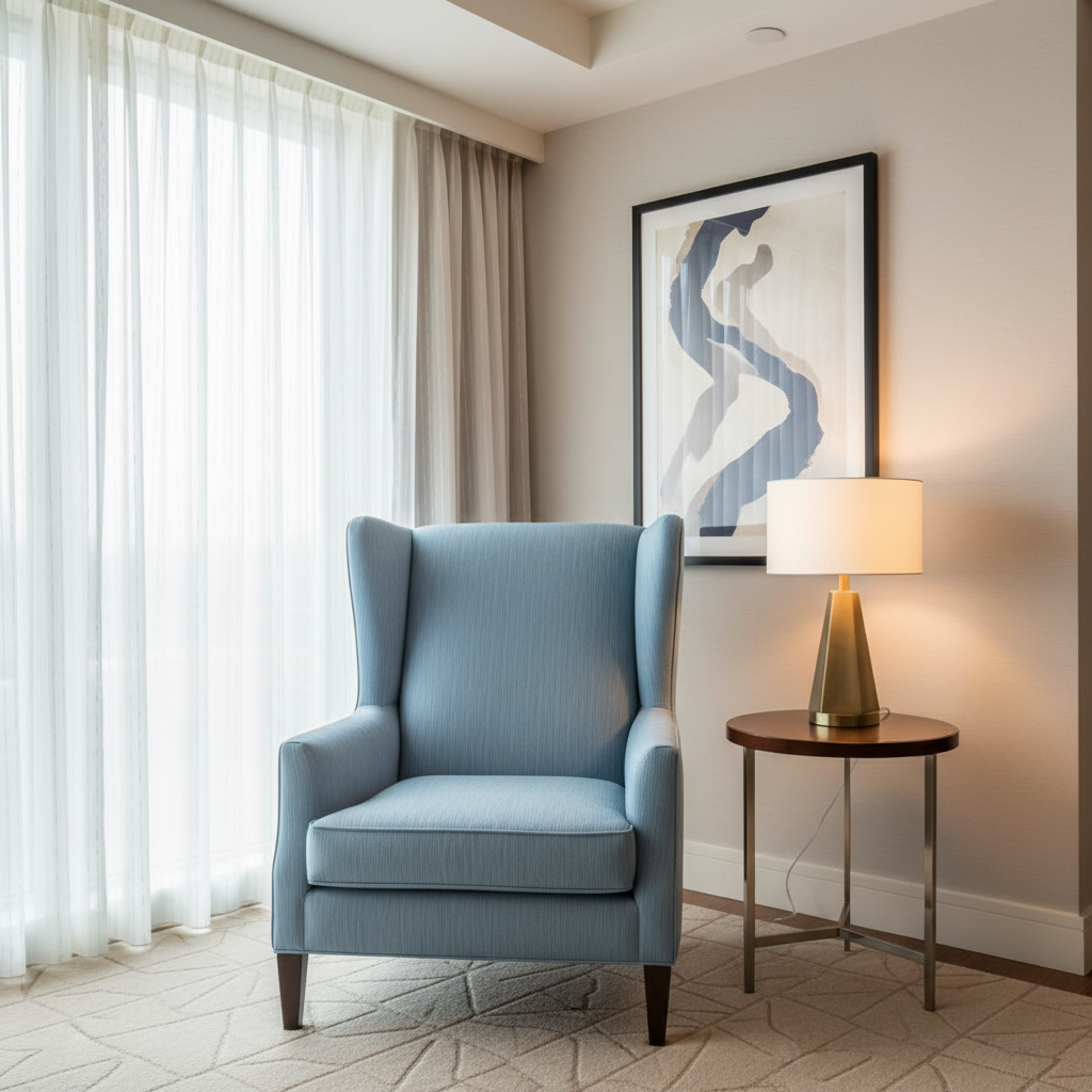 Brushed Linen Weave Sky Blue Upholstered Chair | Architectural Fabrics