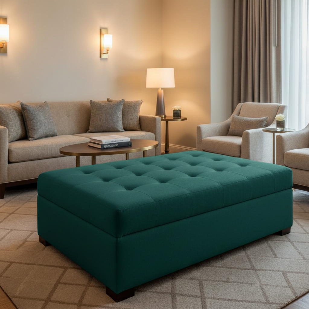 Aspect - Verdant Performance Polyurethane Upholstered Ottoman | Architectural Fabrics