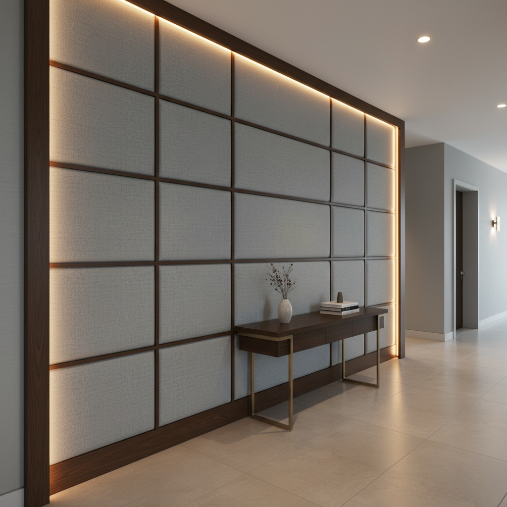 Fine Pebble Texture Soft Gray Upholstered Wall Panel | Architectural Fabrics