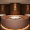 Fine Pebble Grain Rose Quartz Upholstered Banquette | Architectural Fabrics