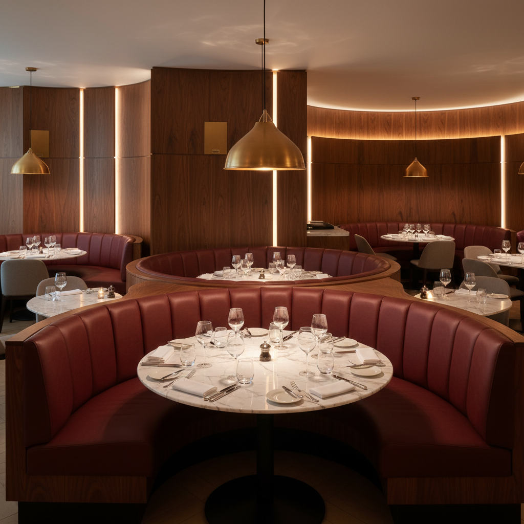 Alamo - Merlot Performance Vinyl Upholstered Banquette | Architectural Fabrics