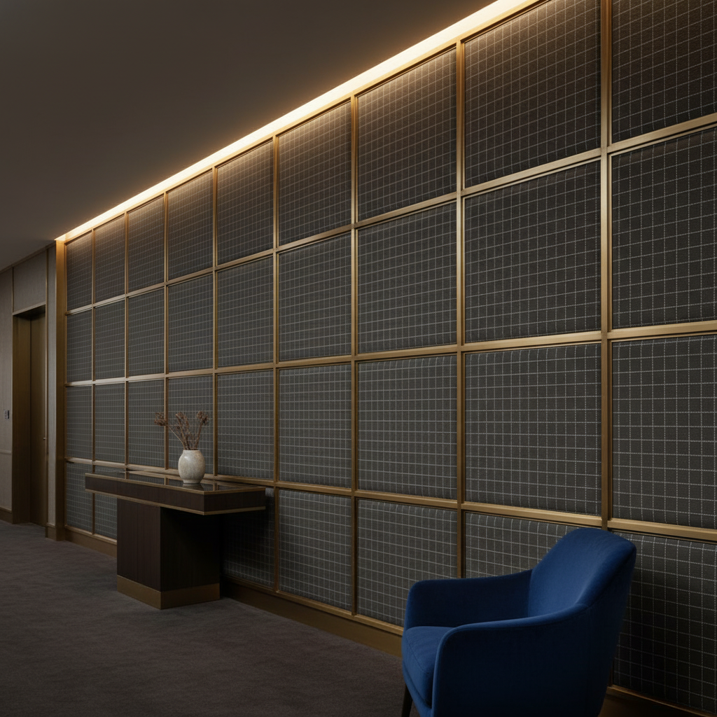 West End - Graphite Upholstered Wall Panel | Architectural Fabrics