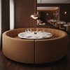 Fine Pebble Grain Rich Umber Upholstered Banquette | Architectural Fabrics