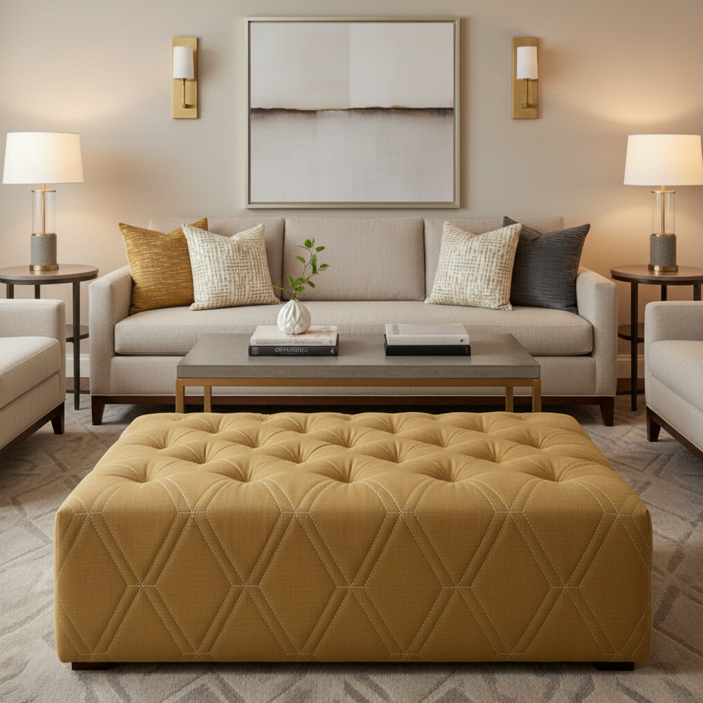 Stone Haven - Maize Upholstered Ottoman | Architectural Fabrics