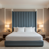 Smooth Pebble Grain Dusty Blue Upholstered Headboard | Architectural Fabrics