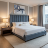 Algiers - Denim Blue Performance Vinyl Upholstered Headboard | Architectural Fabrics