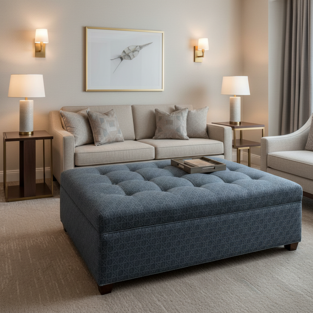 Basketry - Basketry Performance Vinyl Upholstered Ottoman | Architectural Fabrics
