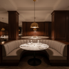 Subtle Pebble Grain Soft Taupe Upholstered Banquette | Architectural Fabrics