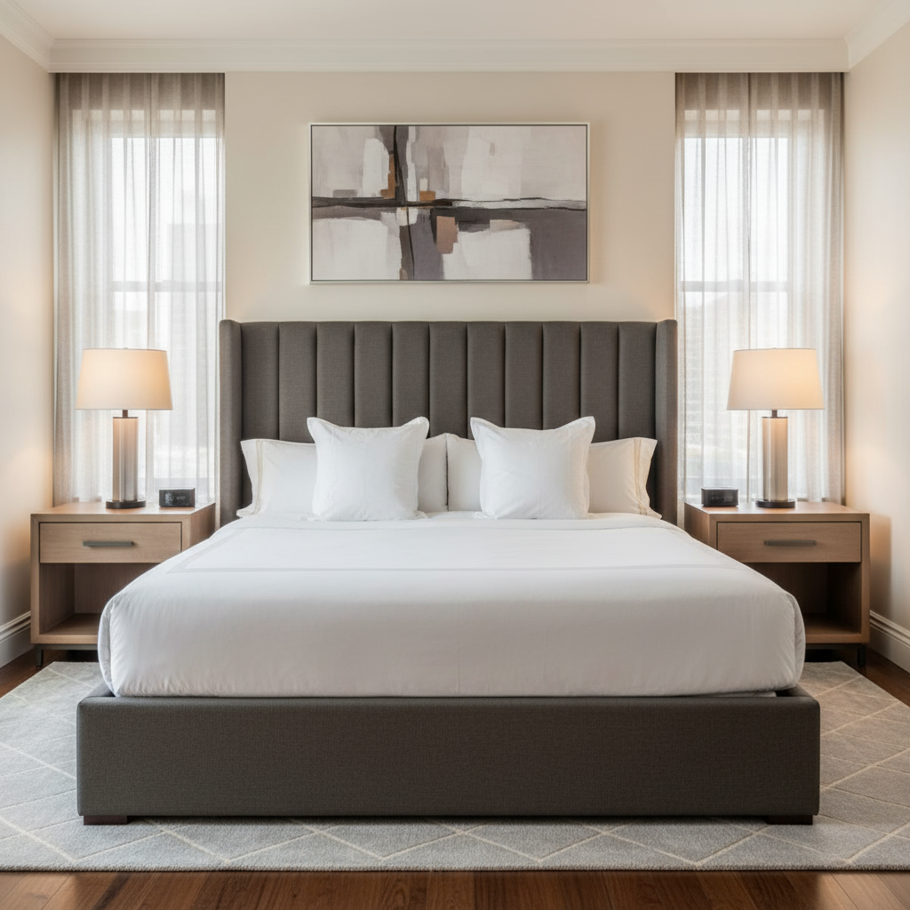 Aspect - Charcoal Weave Performance Polyurethane Upholstered Headboard | Architectural Fabrics