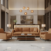 Smooth Leather Grain Caramel Tan Upholstered Sofa | Architectural Fabrics
