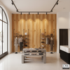 Bosa Marina Pine Wood Grain | Hollywood Wallcoverings - Retail Showroom commercial room setting