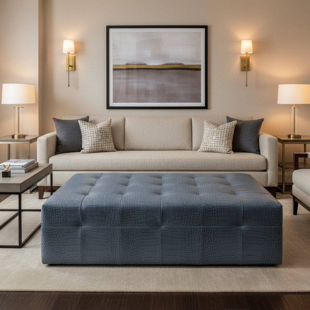 Norman Island - Pond Upholstered Ottoman | Architectural Fabrics