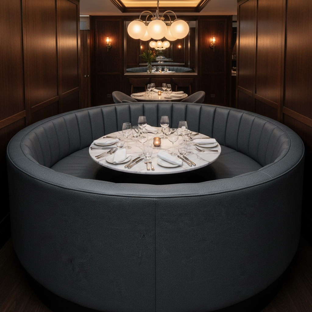 Alamo - Deep Sea Performance Vinyl Upholstered Banquette | Architectural Fabrics