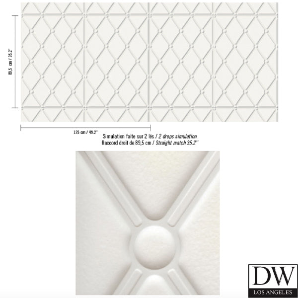 Glam Tuft - Padded Wall Panels Cream White Memo Sample | Phillipe Romano