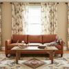 Yeeha Cowboy Organic Cotton Sateen Fabric - Cream - Cowboy Drapes Living Room Setting