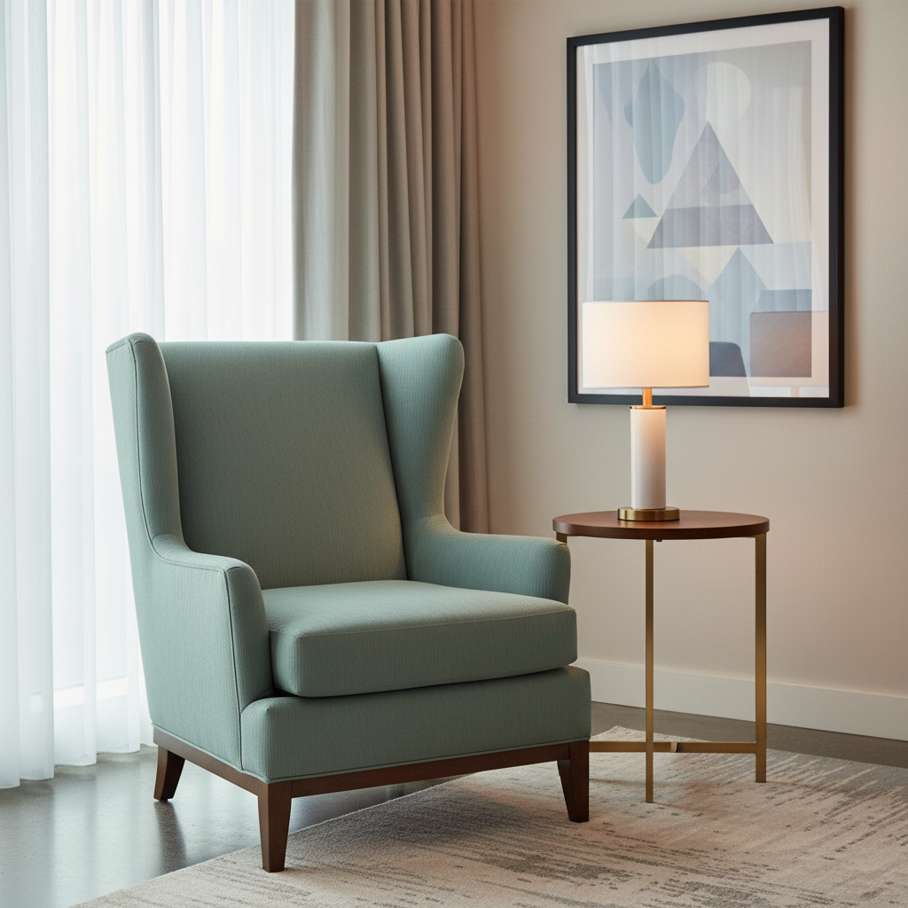Fine Ribbed Texture Seafoam Green Upholstered Chair | Architectural Fabrics