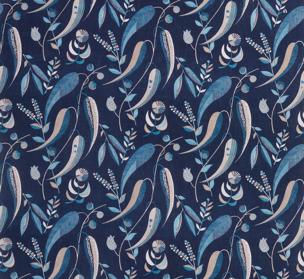 DWCY-900266 Nina Campbell Fabric Navy Blue designer-wallcoverings-los-angeles