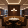 Smooth Matte Texture Golden Wheat Upholstered Banquette | Architectural Fabrics