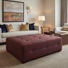 Smooth Solid Texture Deep Burgundy Upholstered Ottoman | Architectural Fabrics