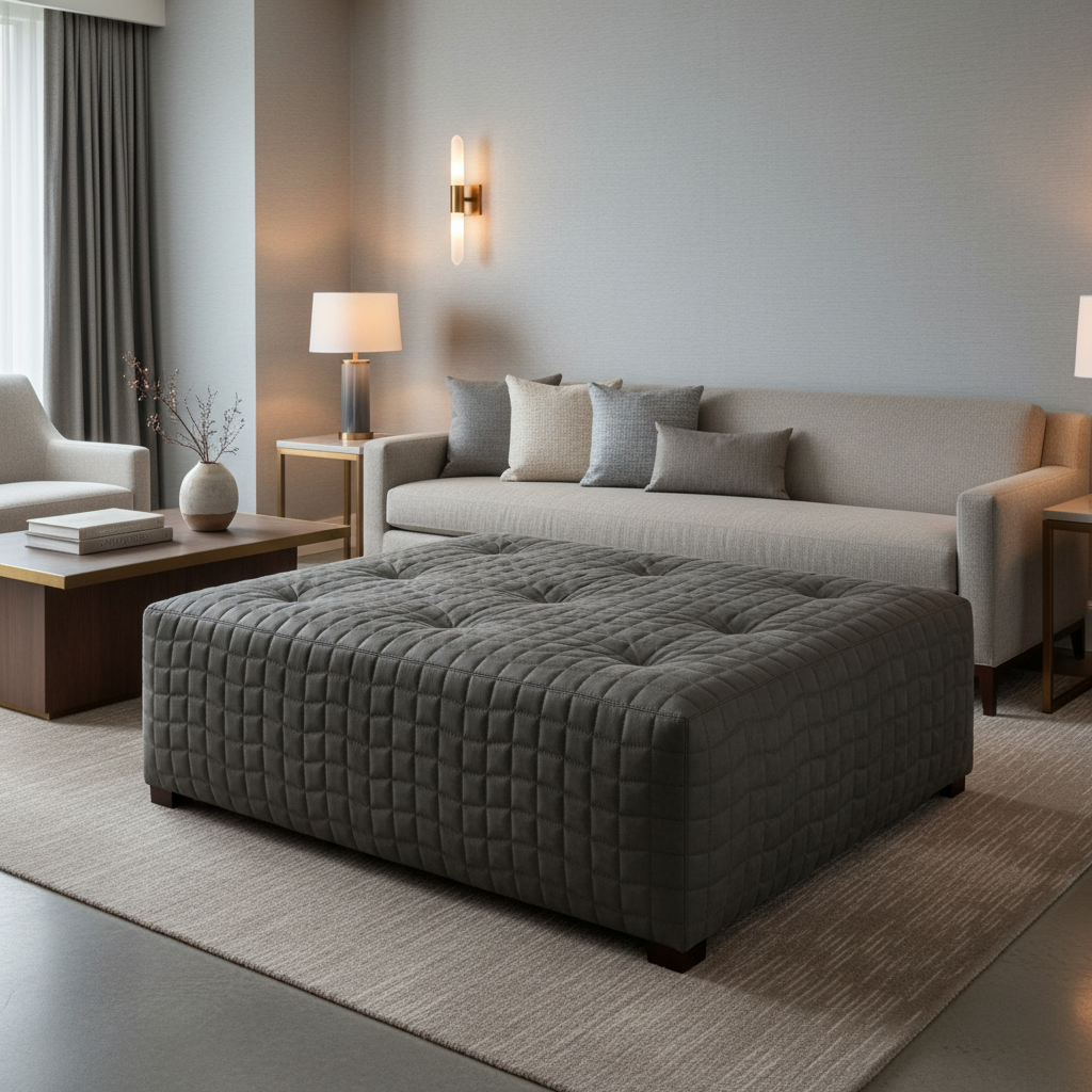 Waterfall Bay - Charcoal Upholstered Ottoman | Architectural Fabrics