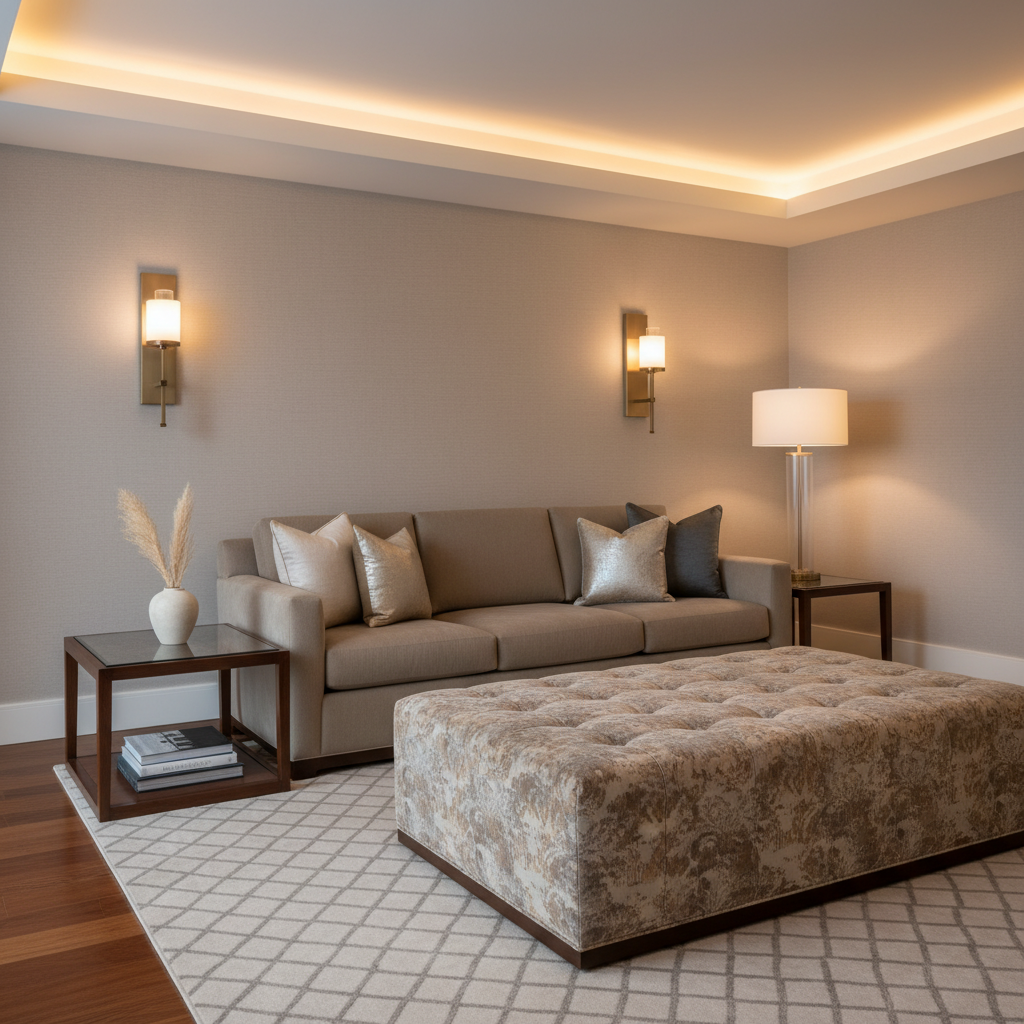 Stanley Fawn Upholstered Ottoman | Architectural Fabrics