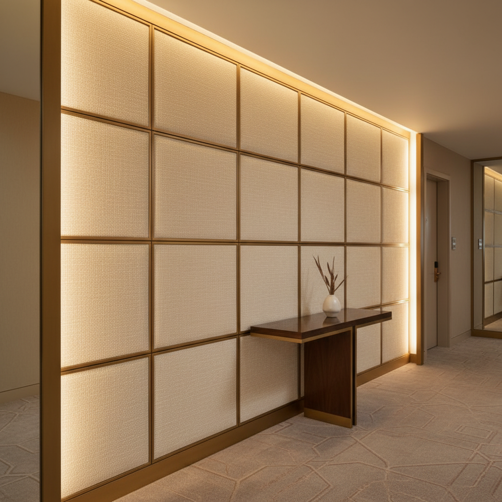 Woven Basketweave Texture Creamy Ivory Upholstered Wall Panel | Architectural Fabrics