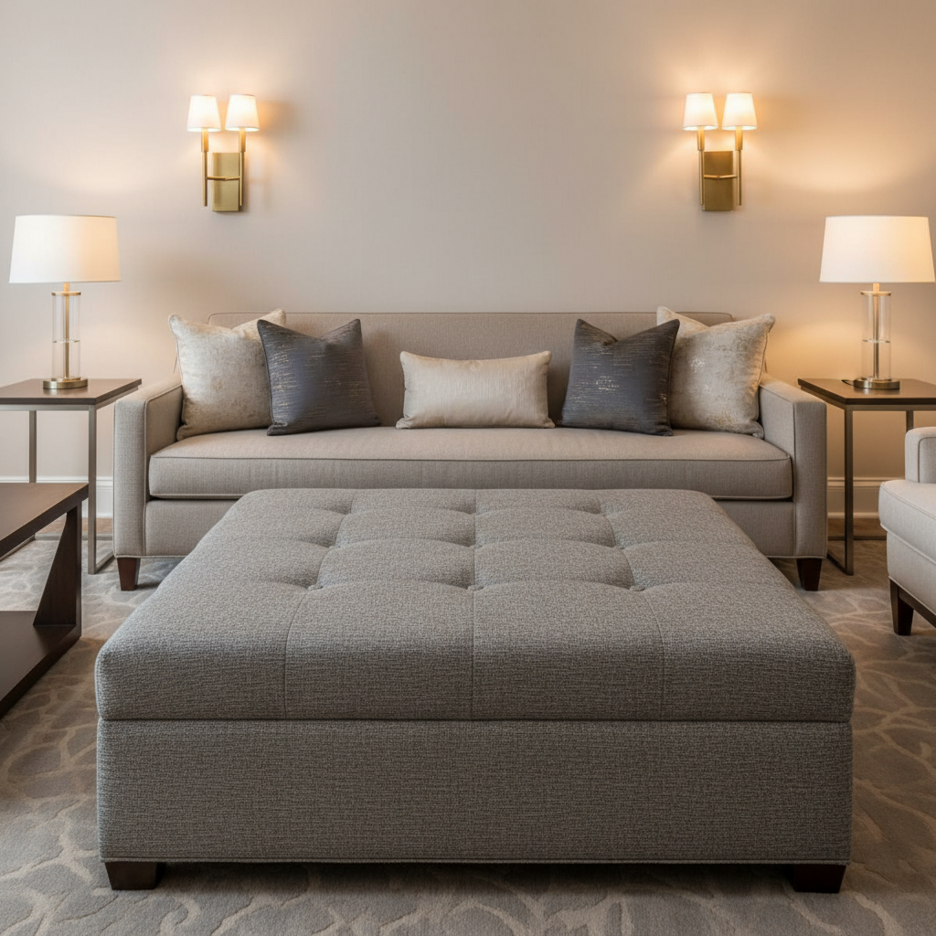 Sisal Bay - Night Upholstered Ottoman | Architectural Fabrics