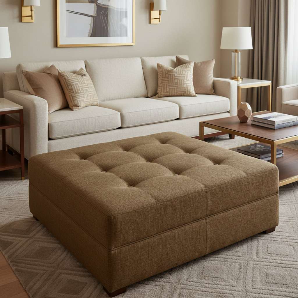 Triangle Reef - Latte Upholstered Ottoman | Architectural Fabrics