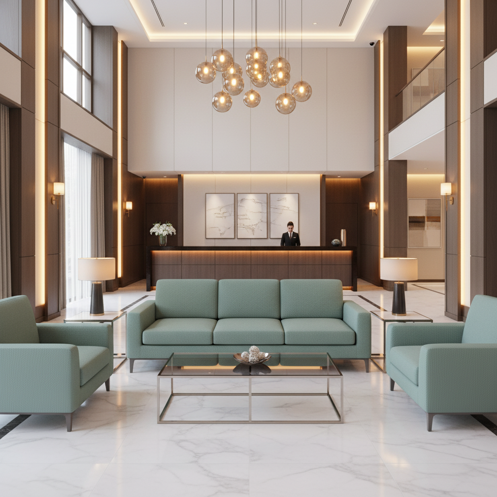 Fine Pebble Grain Seafoam Tint Upholstered Sofa | Architectural Fabrics