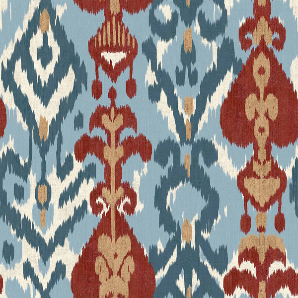 Uzbek Blue, Blue Wallcoverings | Coordonné
