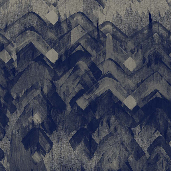 Brushed Herringbone Blue, Blue Wallcoverings | Newwall