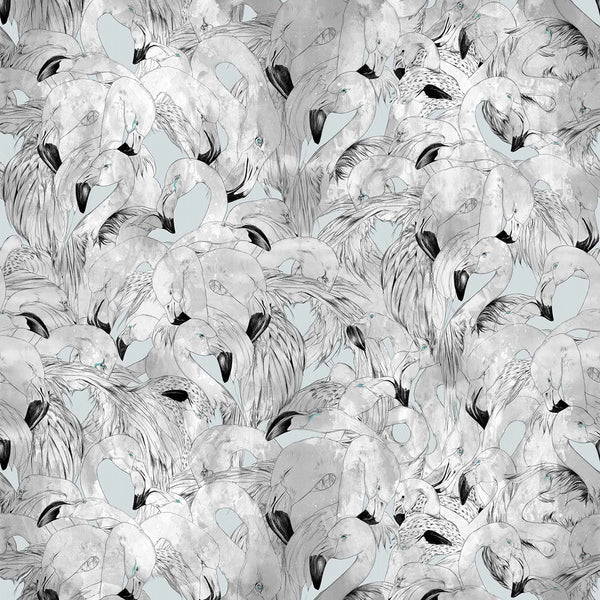 Flamingo Pale Blue, Pale Blue Wallcoverings | Newwall