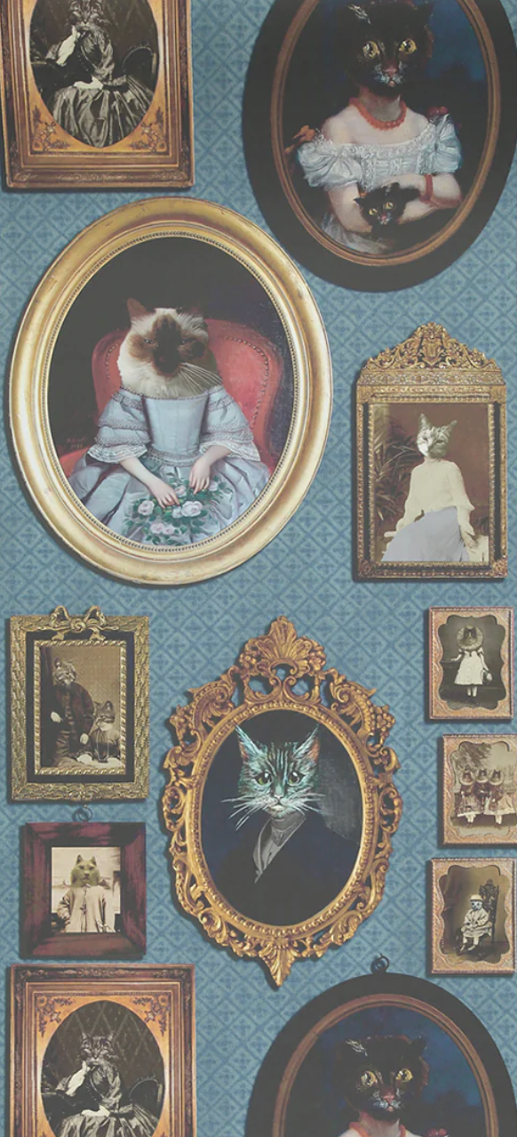 Cavalcade Of Cats Blue Wallcovering | Graduate Collection
