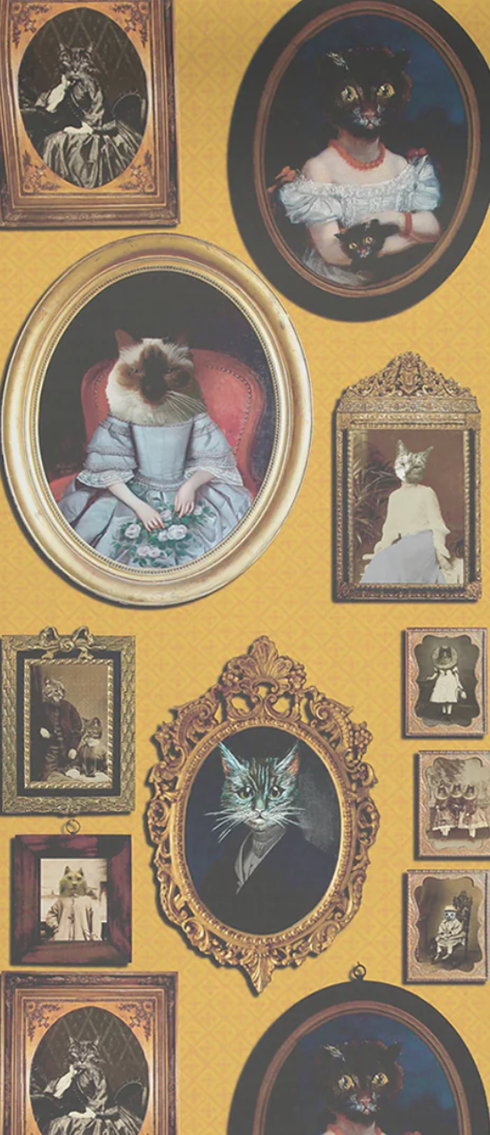 Cavalcade Of Cats Mustard Wallcovering | Graduate Collection