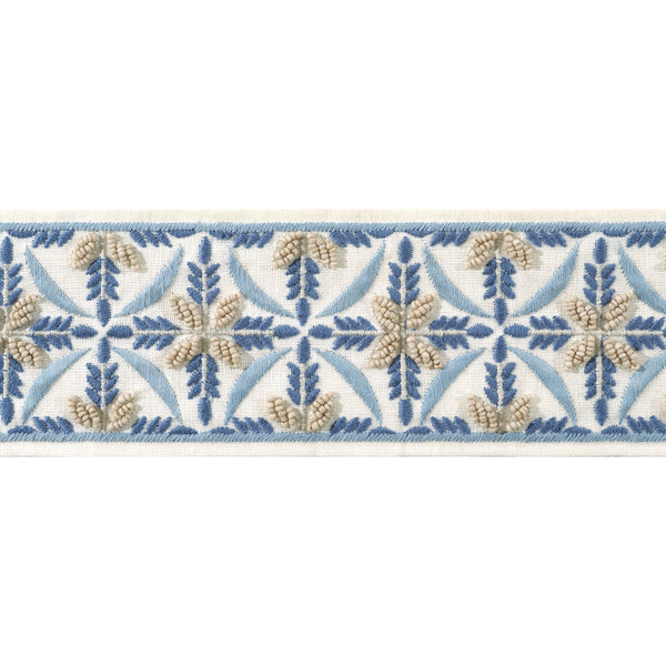 Leila Tape Tapes & Trims – Stone and Blue Fabric | Thibaut